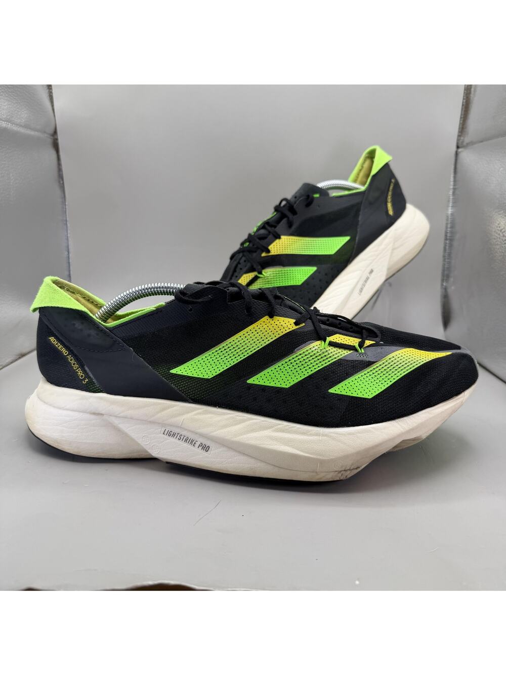 Adidas Adizero Adios Pro 3 Shoes Mens 12 US Black Green Running Sneakers GX6251
